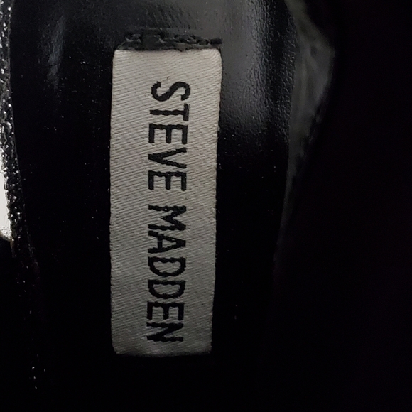 Steve Madden Rakel black silver sparkle spike heel open toe sock booties 7.5 - Picture 11 of 14